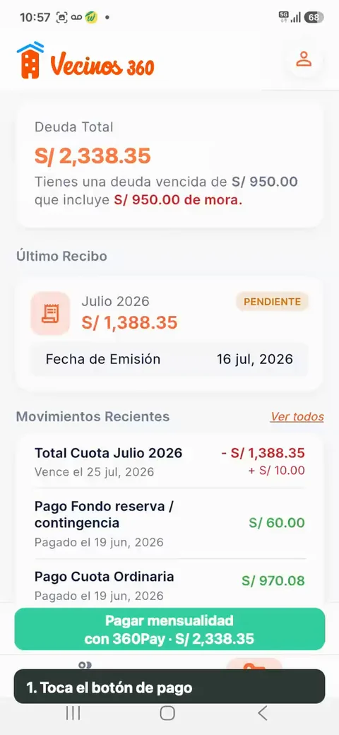Tu cliente toca el botón y paga